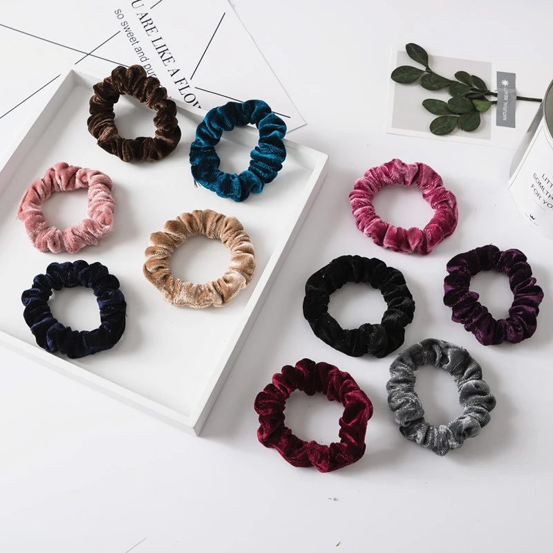 

Hot Female Simple Velvet Hair Rope Scrunchie Elastic Hair Rubber Bands Girl Hair Accessories Ponytail Holder