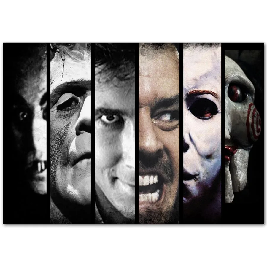 B167 New Classic Horror Movie Monster Characters Collage Top A4 Art