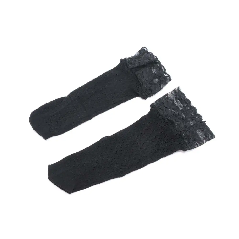Сексуальные женские кружевные носки с цветочным принтом, 1 пара, носки с вентиляцией, короткие тонкие носки, аксессуары для одежды, 3 цвета - Цвет: Black