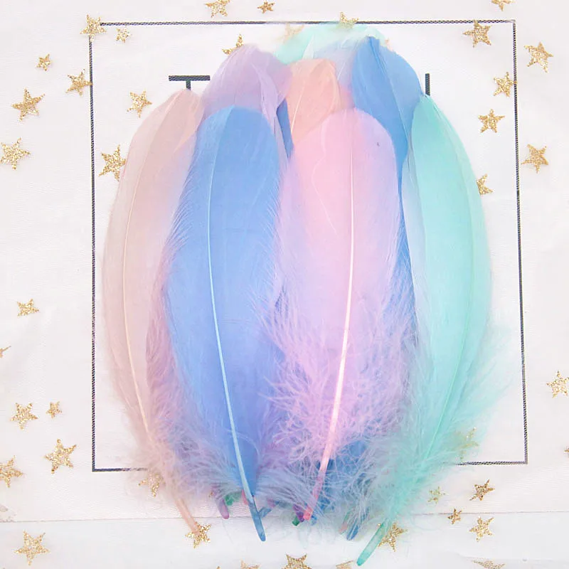

50Pieces 10-15cm Soft Big Wave Feather Macaron Color Diy Bouquet Garland Decoration Wing Dream Catcher Accessories