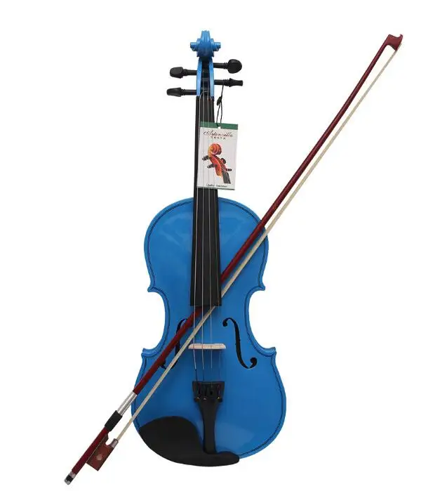 

free shipping Blue Bright Violin Performing Popularized Practice of Solid Wood Adult Instruments