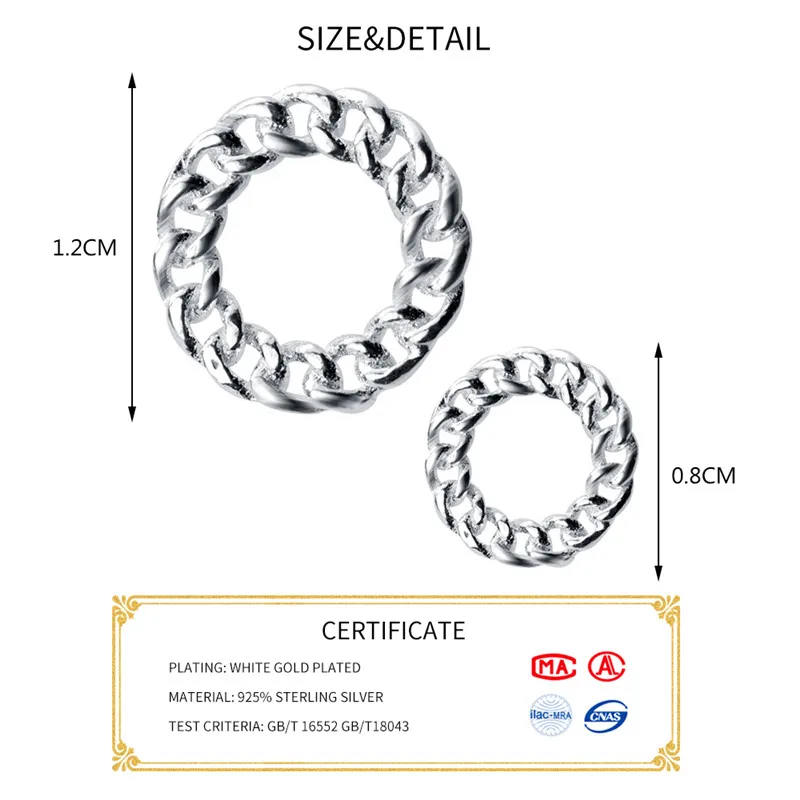 INZATT Real 925 Sterling Silver Minimalist Geometric Chain Round Hollow Stud Earrings For Women Party Fashion Jewelry Chic Gift - Image 2