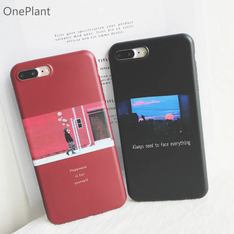 

OnePlant Character illustration phone case for iphone 7 7Plus Retro style soft TPU Case For iphone X 6s 6Plus 8 8plus back cover