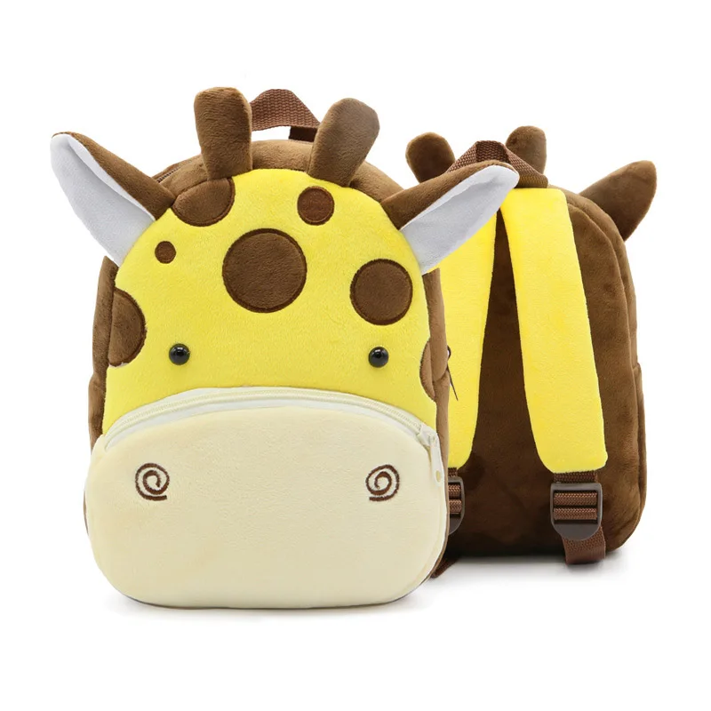 Новые плюшевые детские рюкзаки с объемным рисунком, школьный рюкзак для детского сада с изображением животных, детские школьные сумки, рюкзак для мальчиков и девочек - Цвет: giraffe