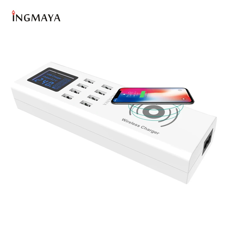 Беспроводное зарядное устройство INGMAYA Qi зарядная станция с 8 USB портами 40 Вт для