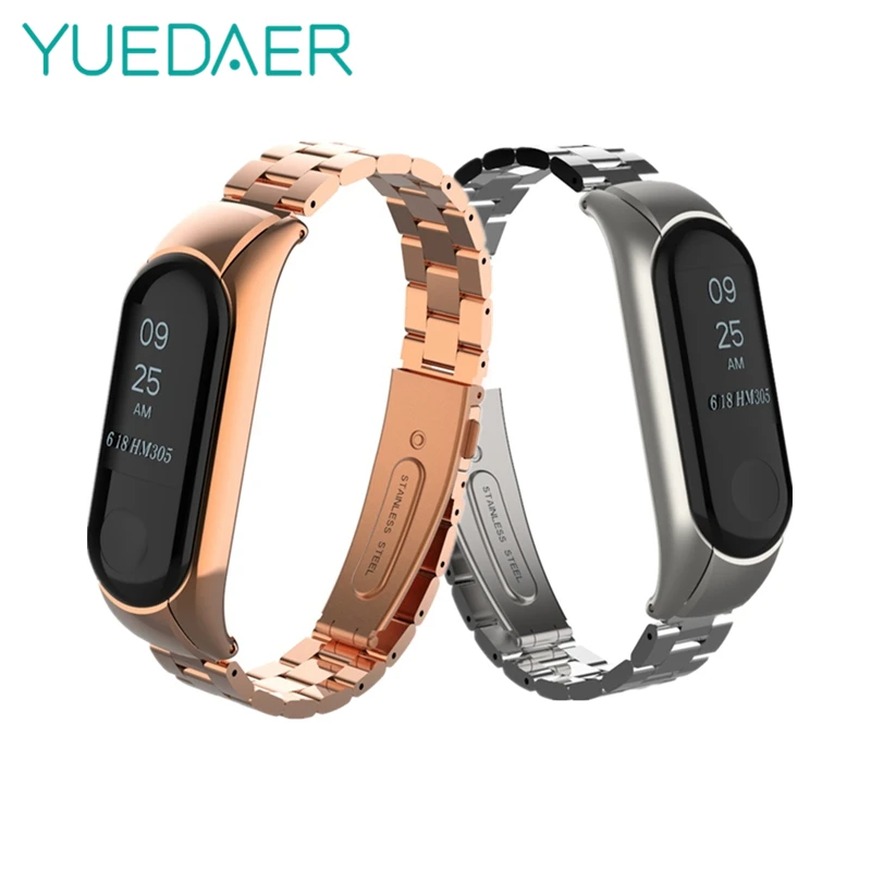 

YUEDAER Mi Band 3 Strap Metal Rose Sliver Bracelet For Xiaomi Mi Band 3 Replacement Stainless Steel Strap Miband 3 Accessories