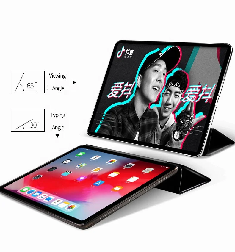Закаленное стекло + чехол для планшета файл папка iPad Pro 11 дюймов 2018 Smart Auto