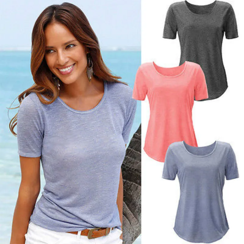 New Women Summer T Shirts Loose Top Short Sleeve Ladies Casual Tops
