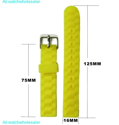 16mm Fun Neon Yellow Silicone Jelly Rubber Unisex Watch Band Straps WB1060Q16JB