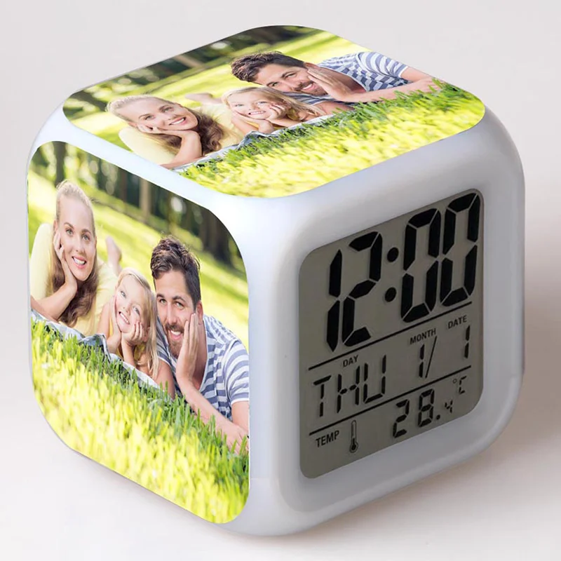 

Custom stickers for Family LED Colorful Flash Touch Night Light Alarm Clock Custom-made customized family Photo Toys