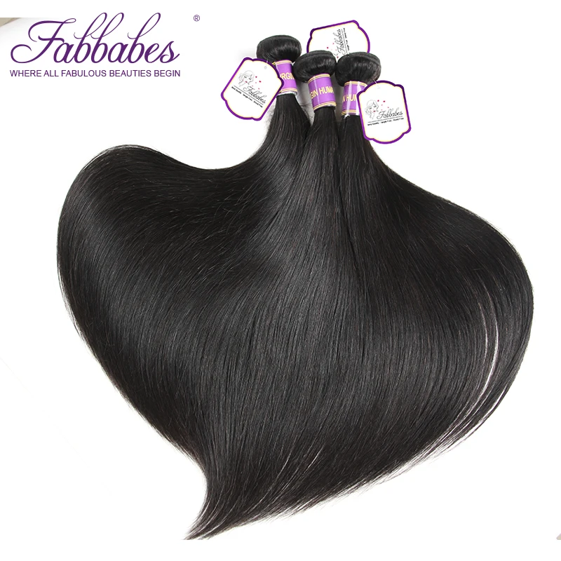 Fabbabes камбоджийский прямые волосы 4 Связки сделки 100% Пряди человеческих волос для