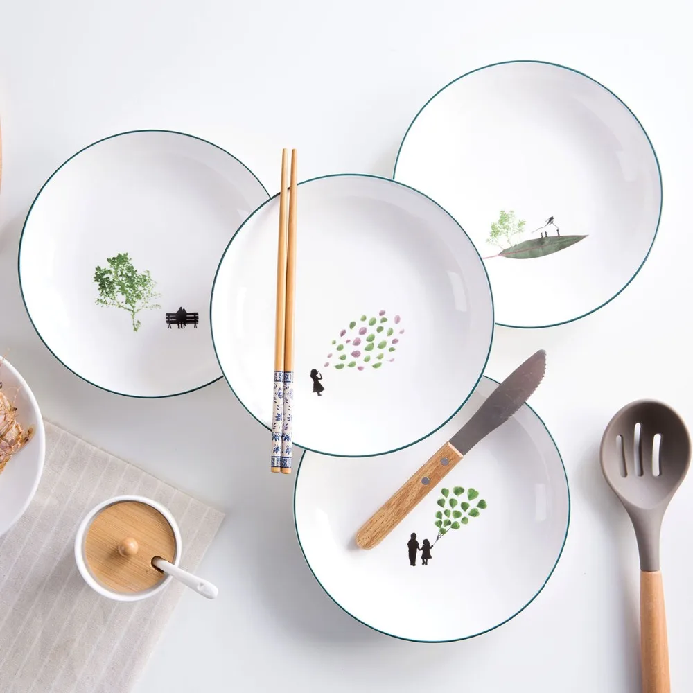 

OTHERHOUSE Creative Breakfast Plate Gift Dish Tableware Home Decoration Ceramic Plate Steak Cake Tray Pastry Dessert Fruit Dish