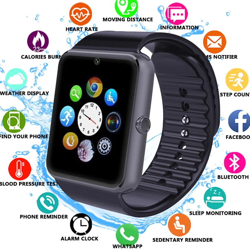 bluetooth smart watch for apple iphone android phone wrist wear support sync smart clock sim card