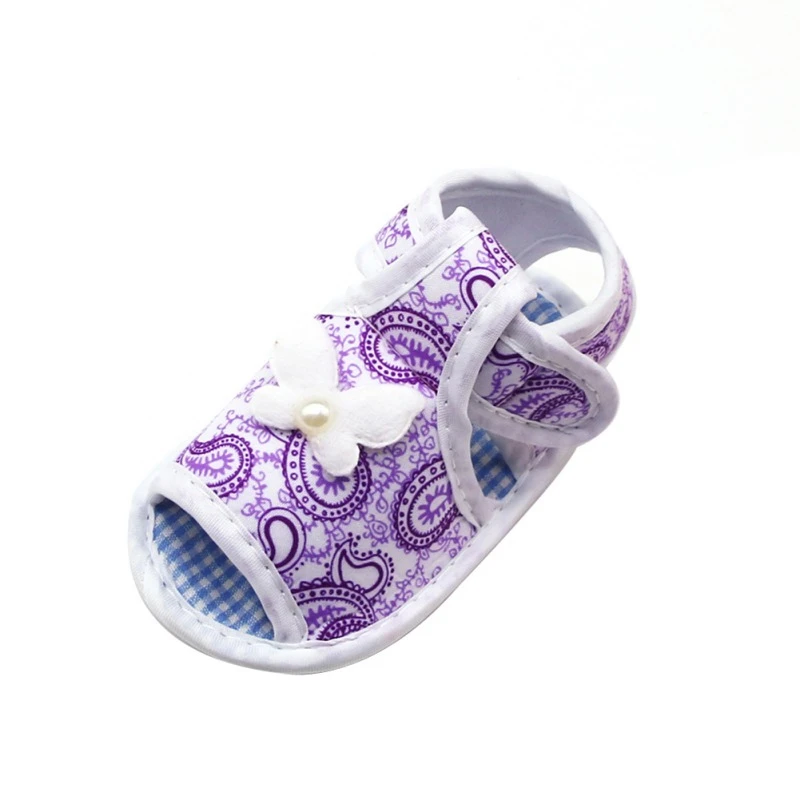 Носки для новорожденных, детские сандалии для девочек; мягкая обувь для младенцев с рисунком цветов и бабочек, с бантиком, обувь из хлопка, ткани