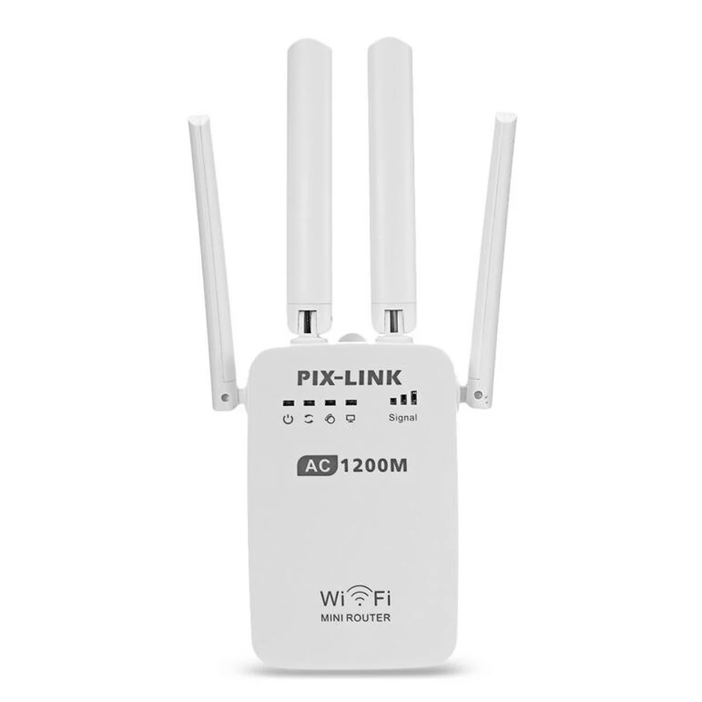 PIXLINK AC1200 Wi-Fi ретранслятор маршрутизатор точка доступа беспроводной 1200 Мбит/с расширитель диапазона wifi усилитель сигнала 4 Внешние антенны AC05 - Цвет: Белый