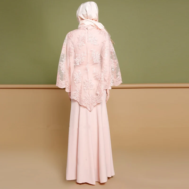 Женское кружевное платье Кафтан Abaya узкое с вышивкой в мусульманском стиле
