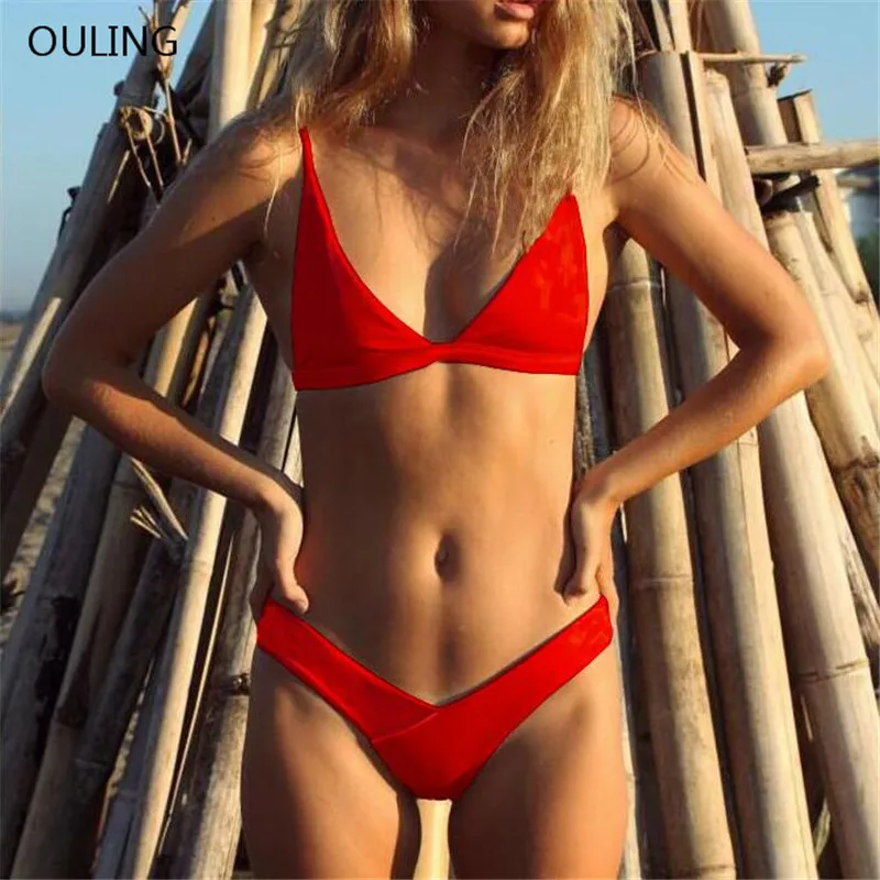 

Red bikini 2018 thong biquini sexy women swimwear solid femme Maillot De Bain push up swimsuit micro bikini brazilian