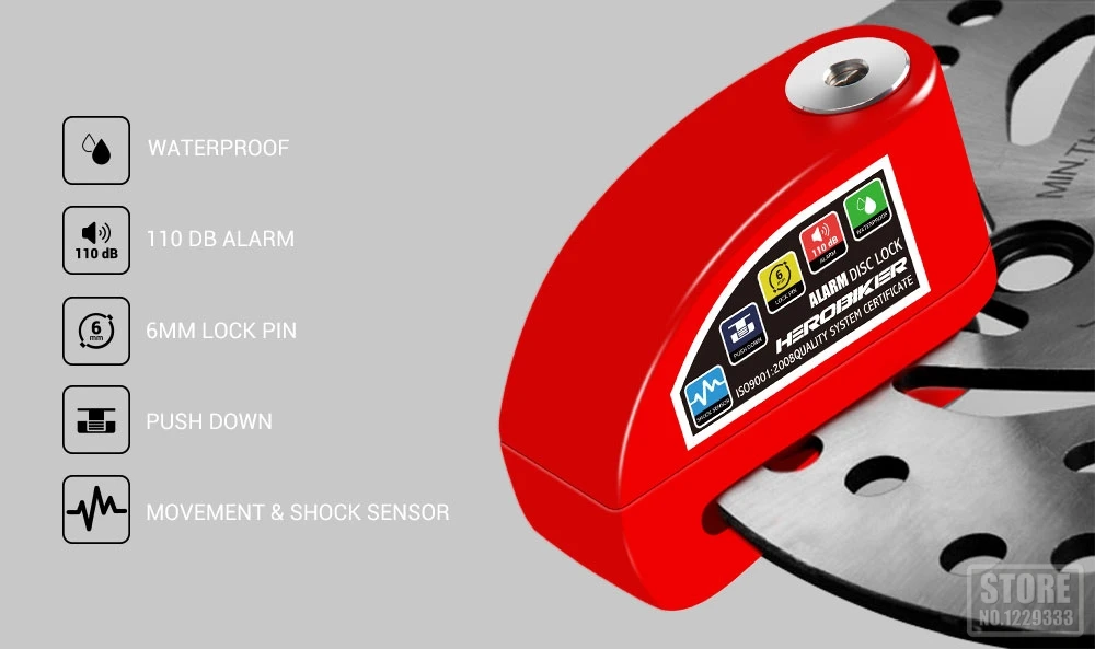 Мотоциклетный замок дискового тормоза, Противоугонный замок для скутера, велосипедный замок безопасности, система безопасности, водонепроницаемый замок дискового тормоза