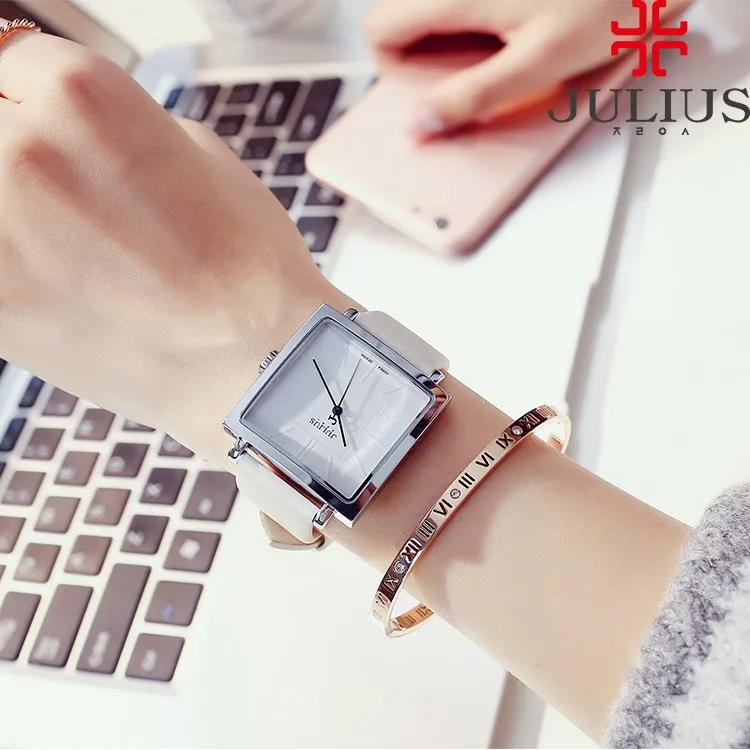 Julius бренд кварцевые часы для женщин часы Золото Квадратный кожаный браслет Повседневная мода Whatch Дамы Дешевые Продвижение Relojes JA-354