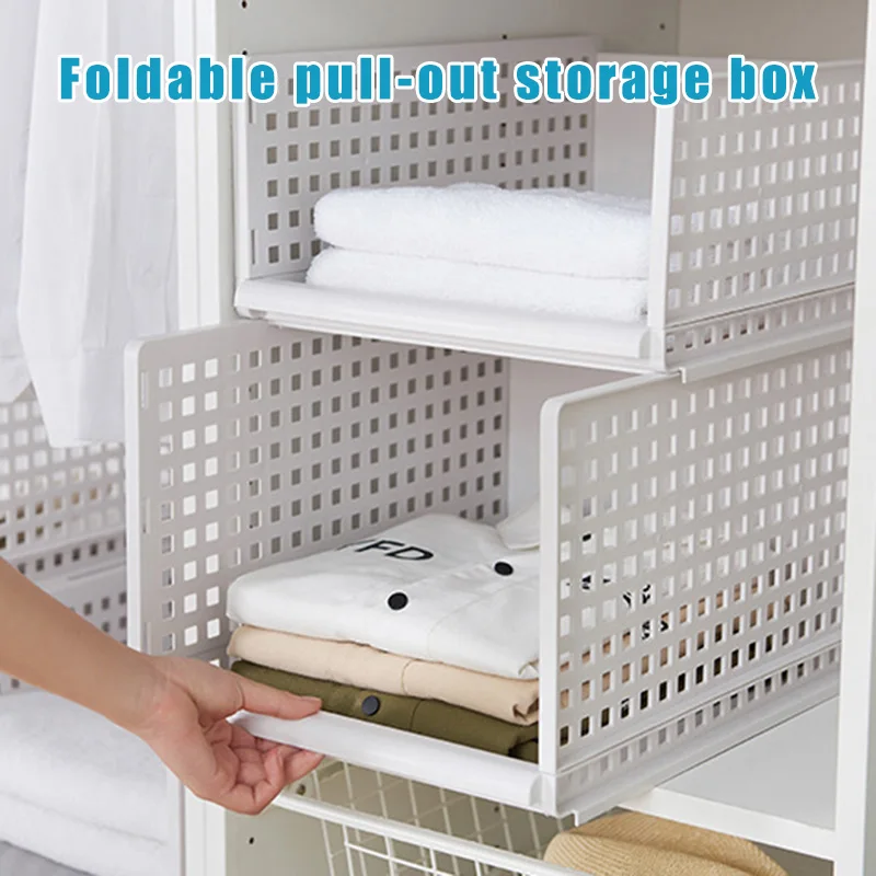 

Newly Folding Bin Storage Organizer DIY Plastic Cabinet Shelves for Kitchen Office Bathroom XSD88