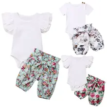 Одежда для новорожденных девочек, бутик, комплект из 2 предметов, винтажный Летний комбинезон с цветочным принтом, шорты, 0-24 мес