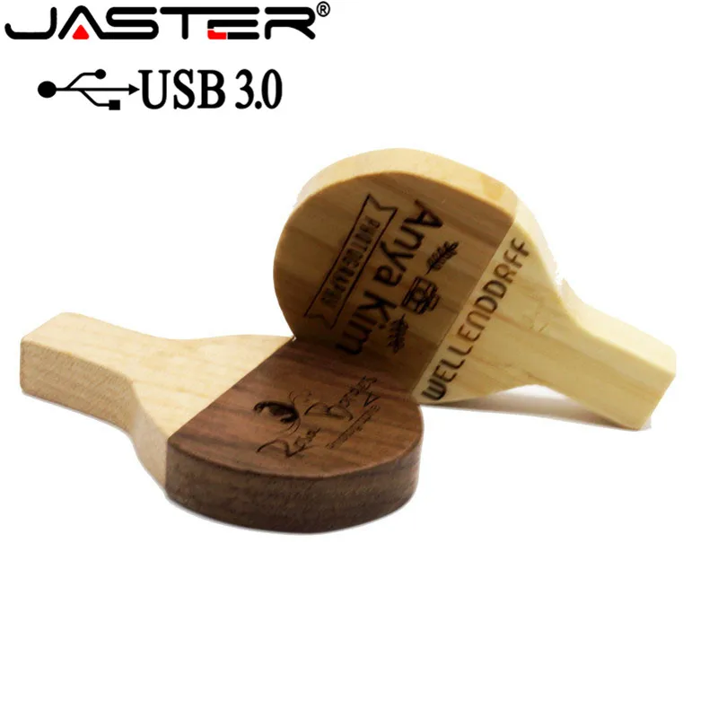 

JASTER USB 3.0 Ping pong paddle Wooden usb flash drive pendrive 4GB 16gb 32gb 64gb memory stick usb creativo sport Gifts U disk