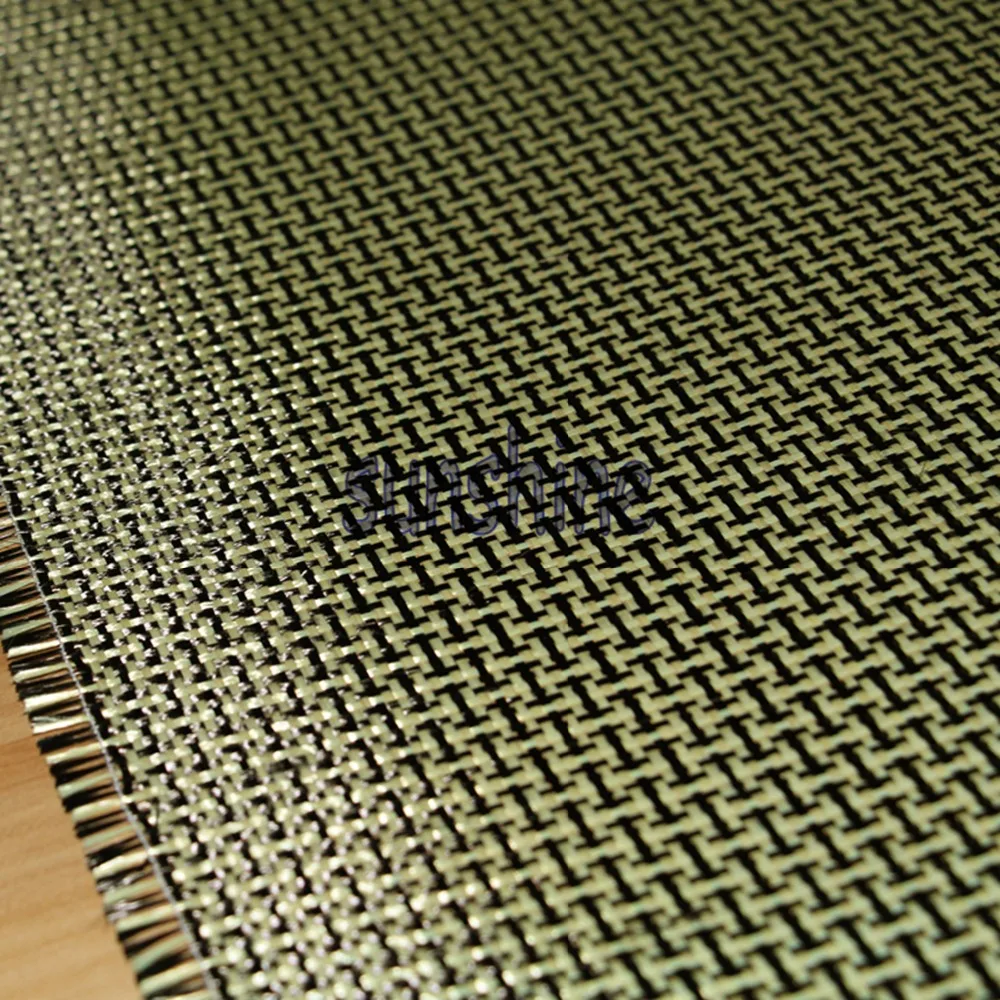 185gsm углеродное арамидное волокно гибридная ткань Обычная тканая I-shaped квадратная ткань желтая