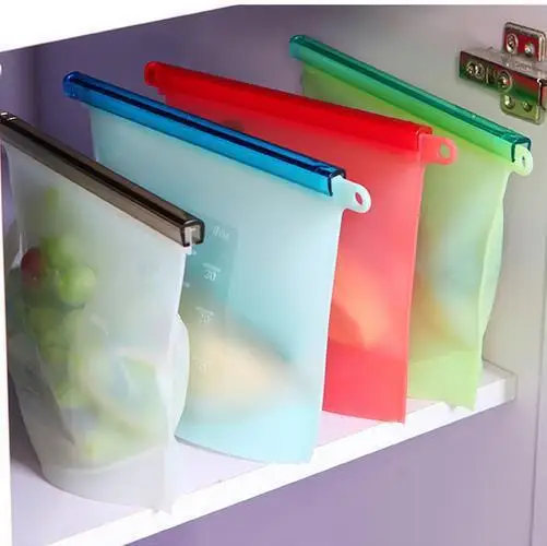 

Silicone Food Bag Fresh Sealed Bags Reusable Preservation Bags Airtight Seal Storage Container 1000ml