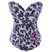Beauty Floral Print Denim Corset Bustier Top Sexy Women’s Jean Corselet Shaper Burlesque Corpete