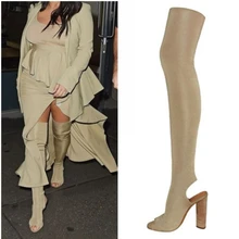 2016 women thigh high boots over the knee high heel boots peep toe high heels woman shoes plus size 4-11 botas mujer femininas