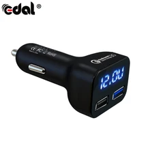 EDAL Dual USB QC3.0 автомобильное зарядное устройство 4 в 1 термометр цифровой дисплей зарядка прикуриватель Автомобильное устройство для быстрой зарядки для iPhone samsung