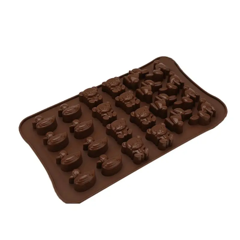 

24-Cavity 3D Mini Duck Bear Rabbit Animal Shaped Silicone Cake Fondant Candy Pudding Chocolate Mold Ice Cute Tray Baking Tool