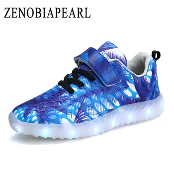 

Boys Shoes 2018 New 28-37 USB Charger Glowing Sneakers Led Children Lighting Shoes Boys Girls illuminated Luminous Sneaker