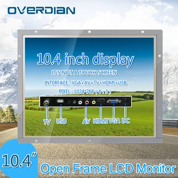 

10/10.4" Industrial Control Lcd Non-Touch Screen Monitor VGA/HDMI/AV/TV/USB Interface Metal Shell White Open Frame1024*768