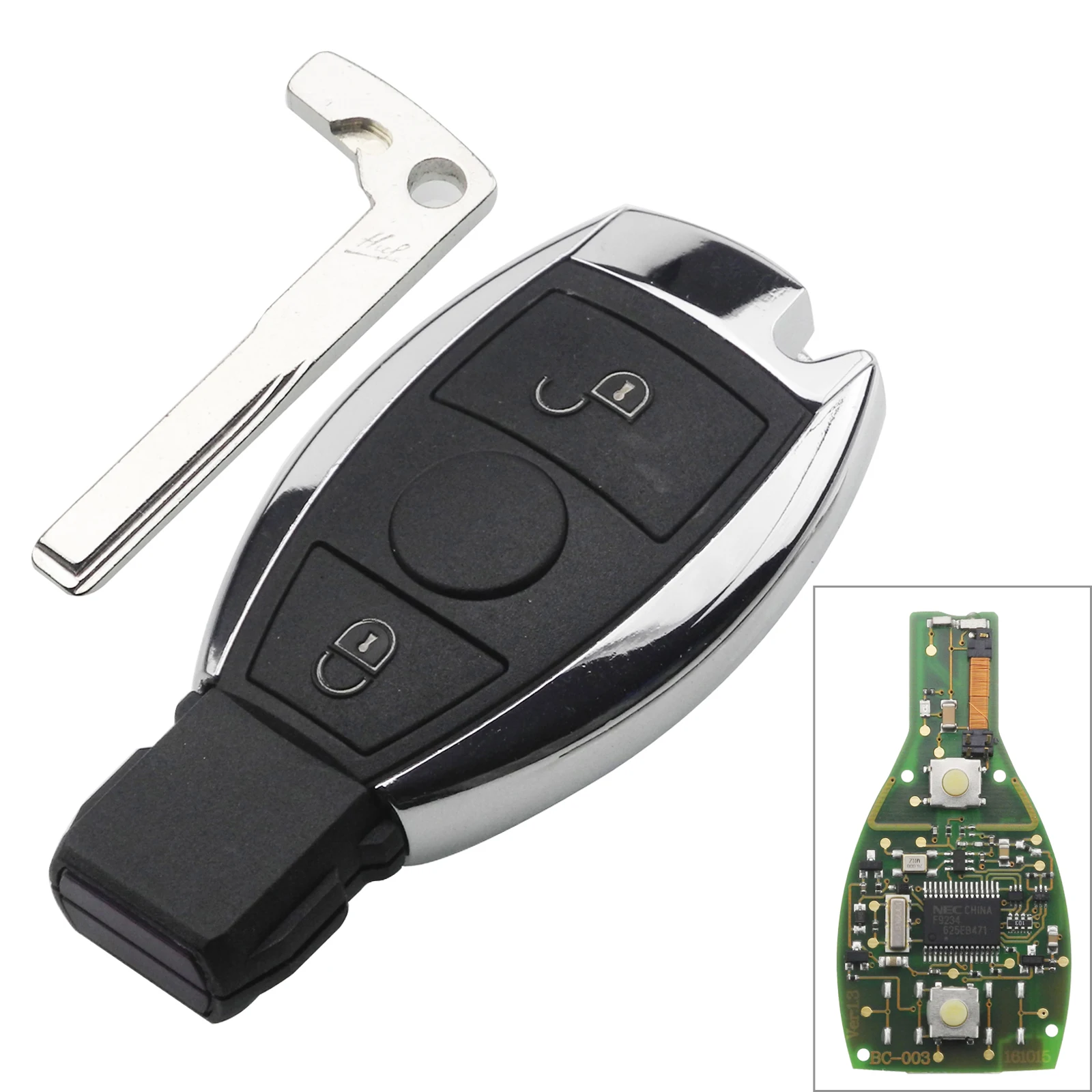 Jingyuqin 5 шт. 2/3 Кнопка дистанционный ключ-брелок от машины замена для Mercedes для Benz Год 2000+ NEC& BGA вход бесключевое управление 315/433 МГц - Количество кнопок: 2 Кнопки