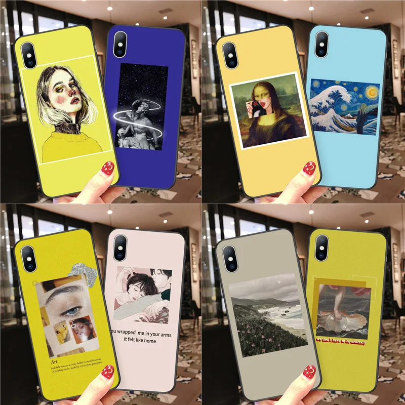 

Ottwn For Apple iPhone 7 8 6 6s Plus X XR XS Max 5 5s SE Case Coque Soft Silicone Fundas Capa Funny Abstract Painting Phone Case
