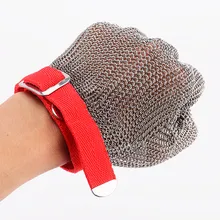 304L перчатки кольца из нержавеющей стали красные матовые сетки устойчивые к порезам Размер M ПЕРЧАТКИ МЯСНИКА