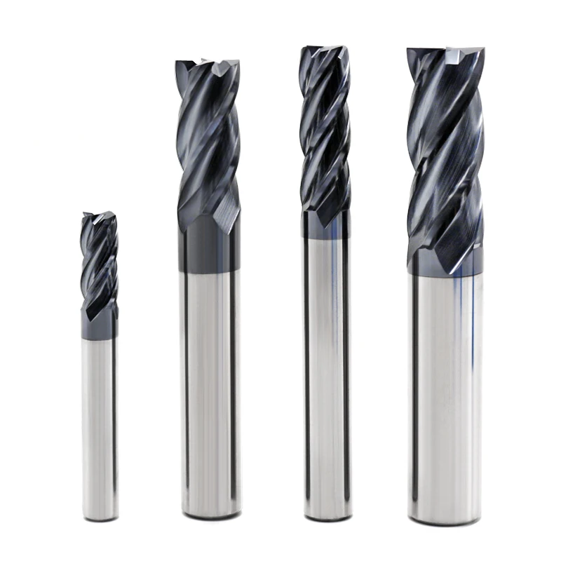5PCS HRC50 4Flute 1mm 1.5mm 2mm 2.5mm 3mm 4mm 5mm 6mm *50L Alloy Carbide Milling Tungsten Steel Milling Cutter End Mill Cutting