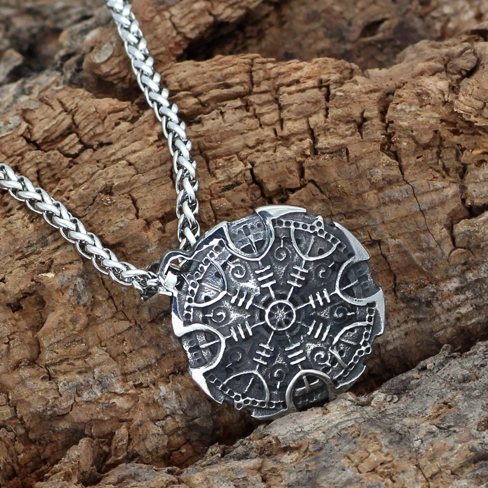 Скандинавский Викинг Амулет из нержавеющей стали Vegvisir ожерелье подвеска с