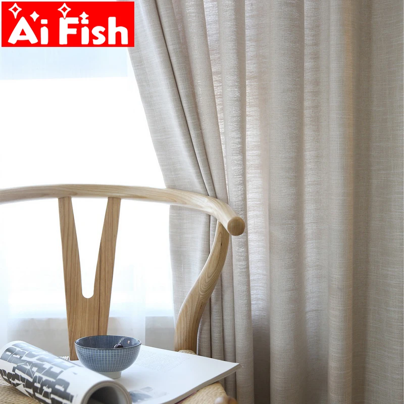 

New arrival Japanese-style simple cotton and linen solid blackout curtains for window treatment blinds finished drapes M059-40