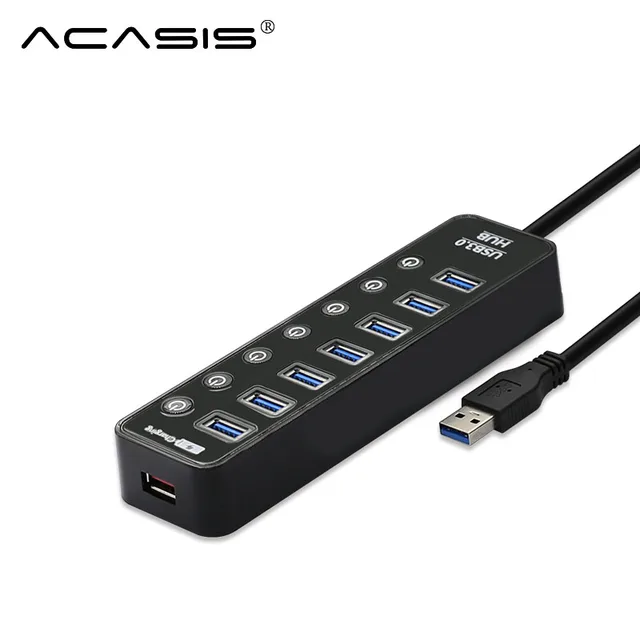 Special Price new High speed USB 3.0 2.0 HUB 7 Ports charger  USB LED On/Off Switch Portable USB Splitter Peripherals Accessories For Computer