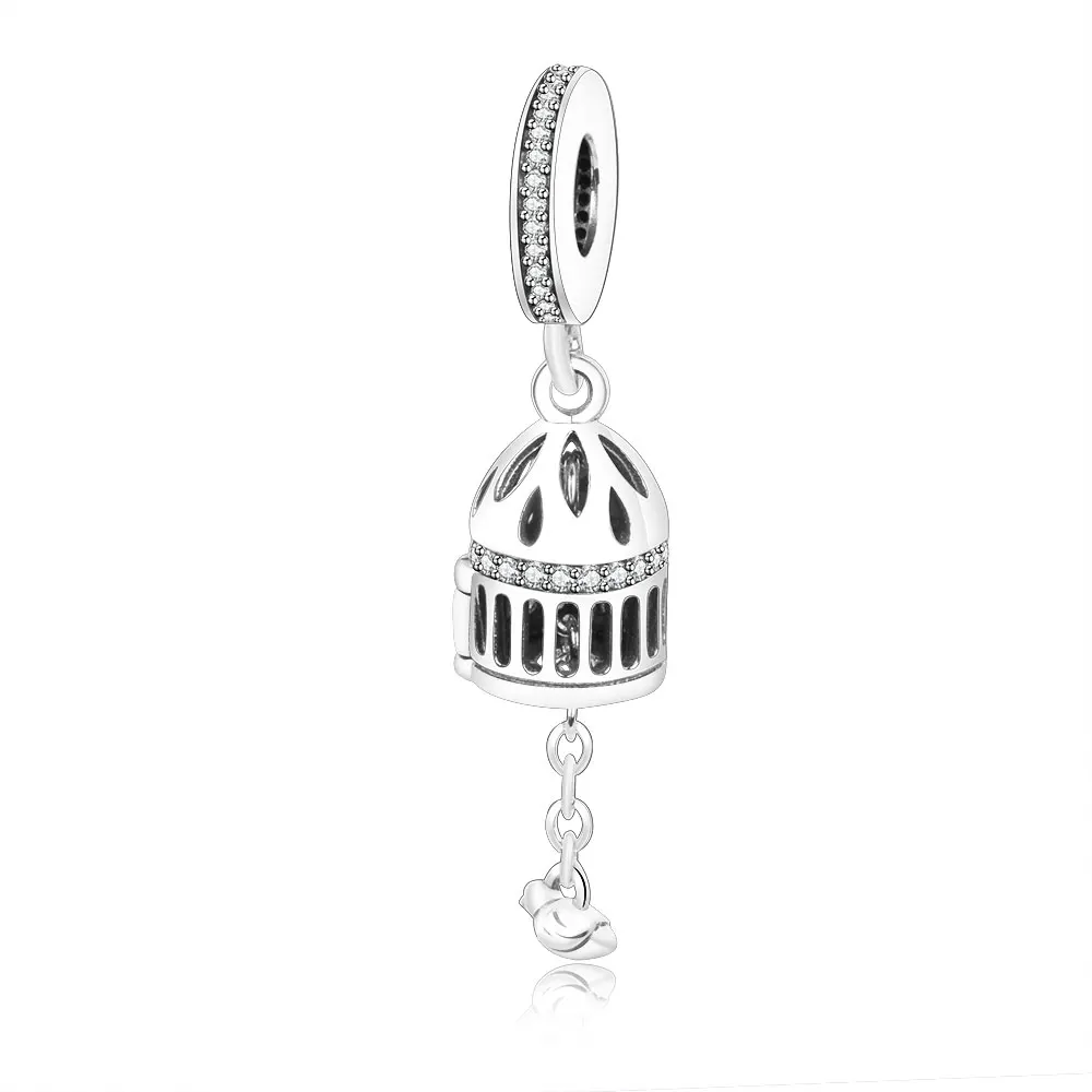 

Fits Original Pandora Charms Bracelet Really 925 Sterling Silver Bird Cage Beads DIY Jewelry BirdCage Pendant For Women Berloque