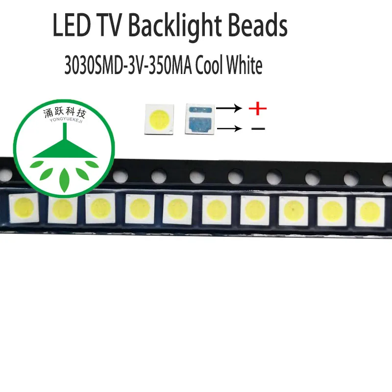 100 шт./лот Новинка высокомощный лампа холодного света светодиодных шариков 3v Для ремонт lcd-телевизоров led-Телевизор подсветка полосы света-диод 3030smd 1 Вт