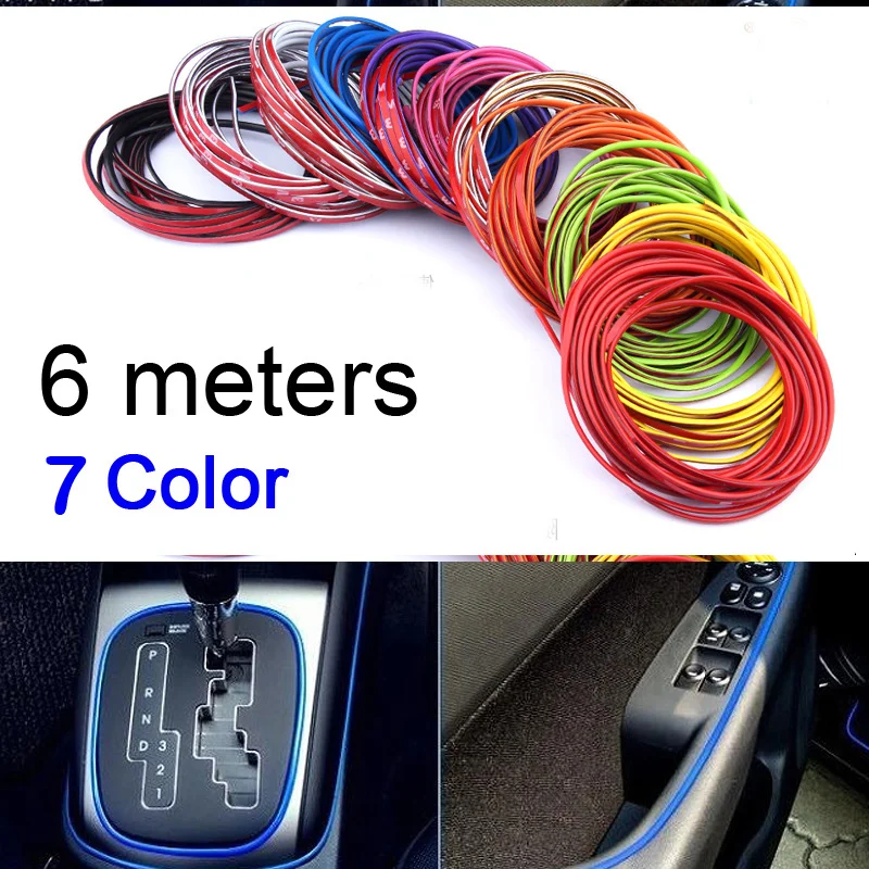 

HUANLISUN 6meters multicolor 3M car decoration thread sticker Interior trim strip Body Modify Decal Auto Car Stickers Decoration