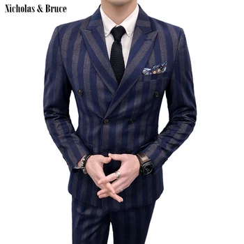 

N&B (Jacket+Pant+Vest) Men Wedding Suit Male Blazers Slim Fit Suits For Men Costume Business Formal Party Classic Black SR29