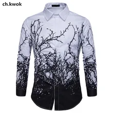 CH. KWOK 3XL мужская формальная рубашка с длинными рукавами и принтом Мужская рубашка для выпускного вечера рубашка Chemise Homme Slim Fit рубашка мужские свадебные рубашки