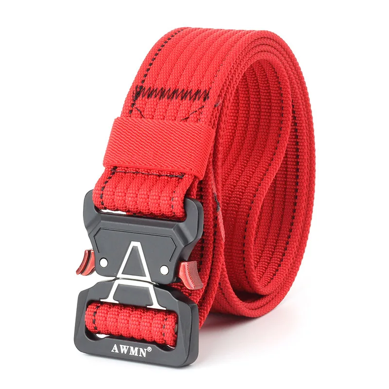 Red Belt Холщовый военный ремень мужские тактические дизайнерские ремни для джинсов брюки Повседневный нейлоновый черный длинный поясной ремень быстросъемный ремень Кобра - Цвет: Red Belt