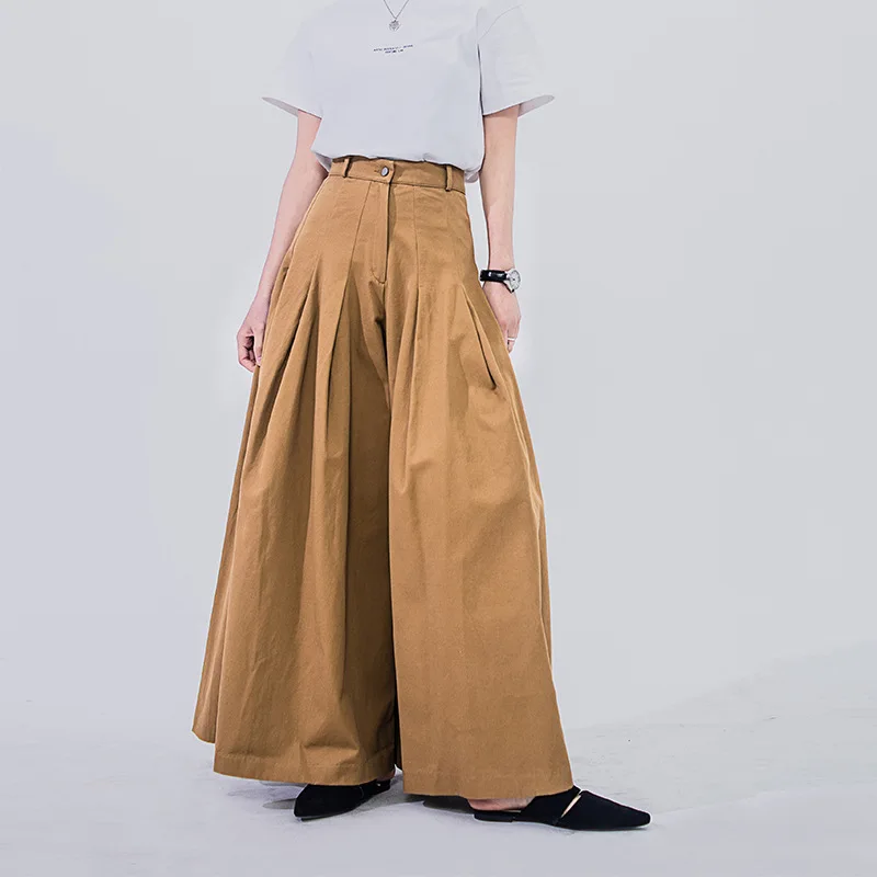 

Women's Trousers 2019 Spring High Waist Swagger Trousers Folds Korean Version of Casual Pants Women Full Length Pants