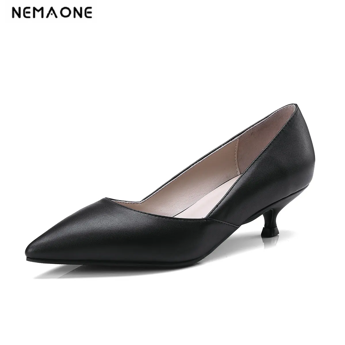 NEMAONE/Женская обувь из органической кожи ручной работы модные туфли из натуральной кожи тонкие 3 см на низком каблуке с острым носко