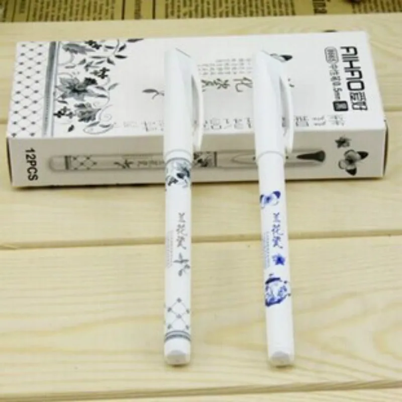 4 шт./партия винтажные Ретро китайские стильные гелевые ручки синие и белые фарфоровые канцелярские принадлежности офисные школьные принадлежности подарок
